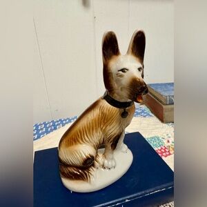 Vintage ceramic German Shepherd figurine, made in Brazil